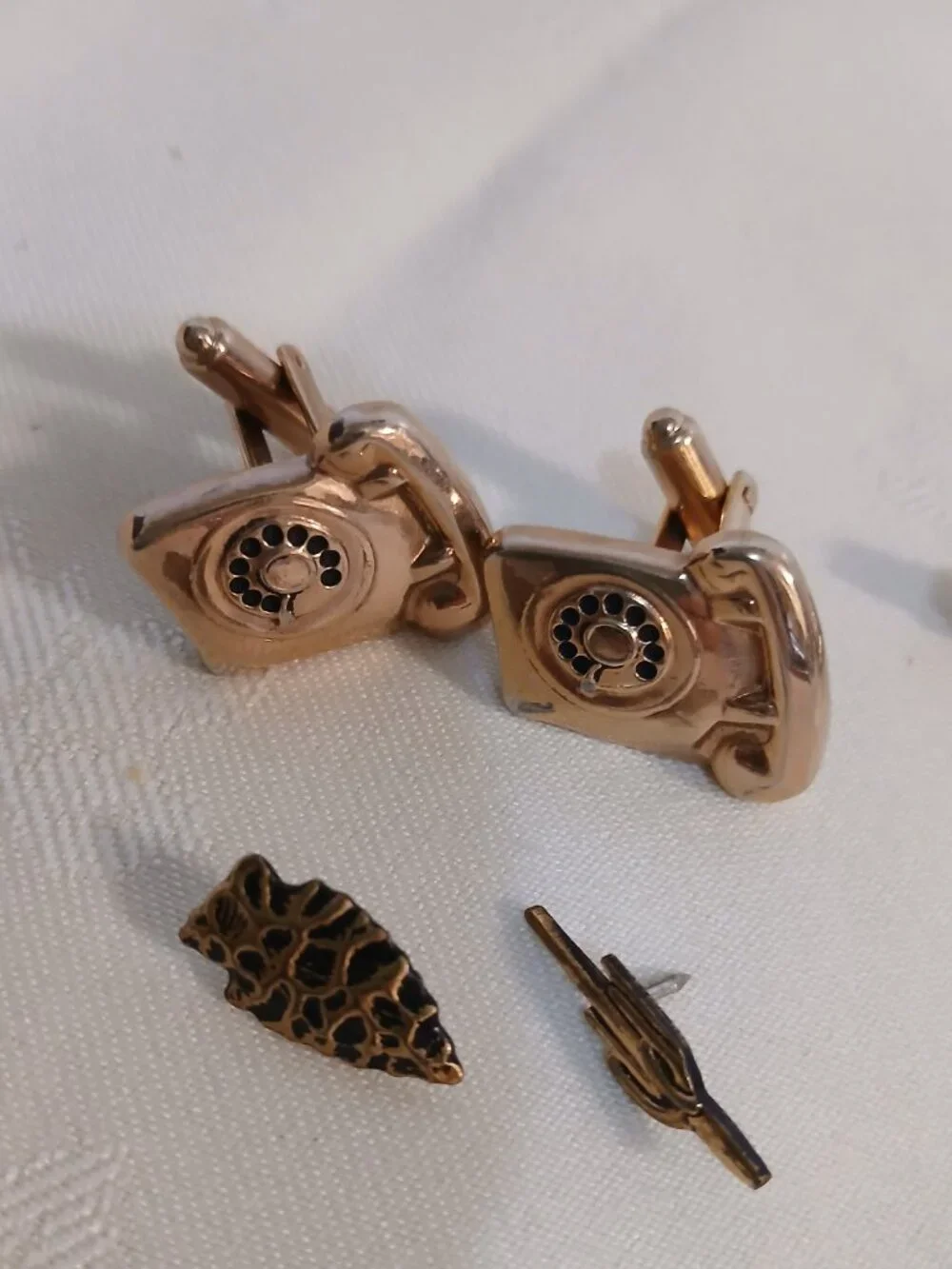 Vintage Micro Mosaic Persian Box w/Tie Clip, Cuff Links, Tie Pins